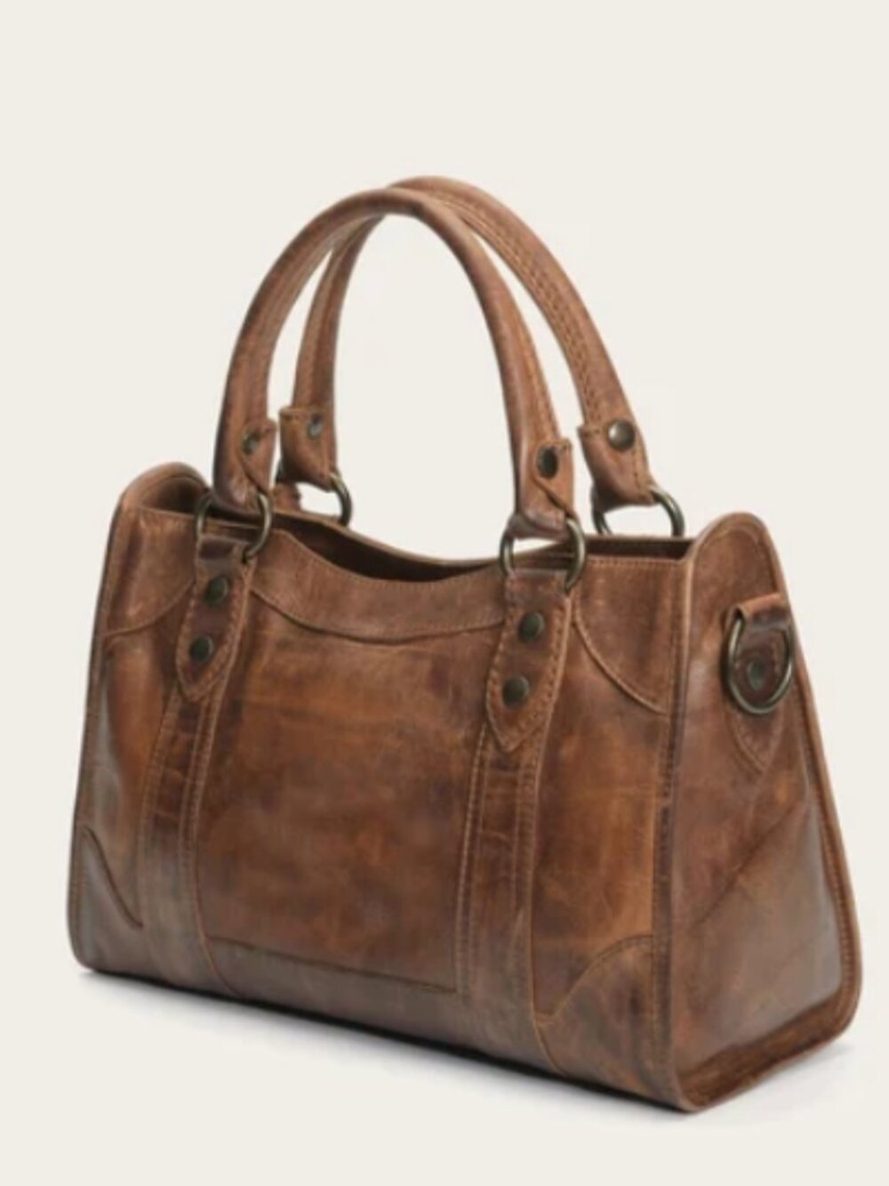 Frye Melissa Cognac Brown Genuine Leather Handbag Satchel - Picture 8 of 9